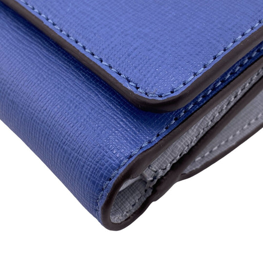 Furla Tri-fold wallet PCZ0UNO leather blue Compact wallet Zip logo Women Used Authentic