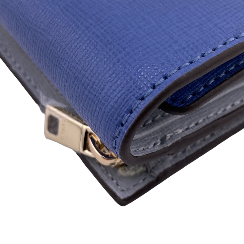 Furla Tri-fold wallet PCZ0UNO leather blue Compact wallet Zip logo Women Used Authentic