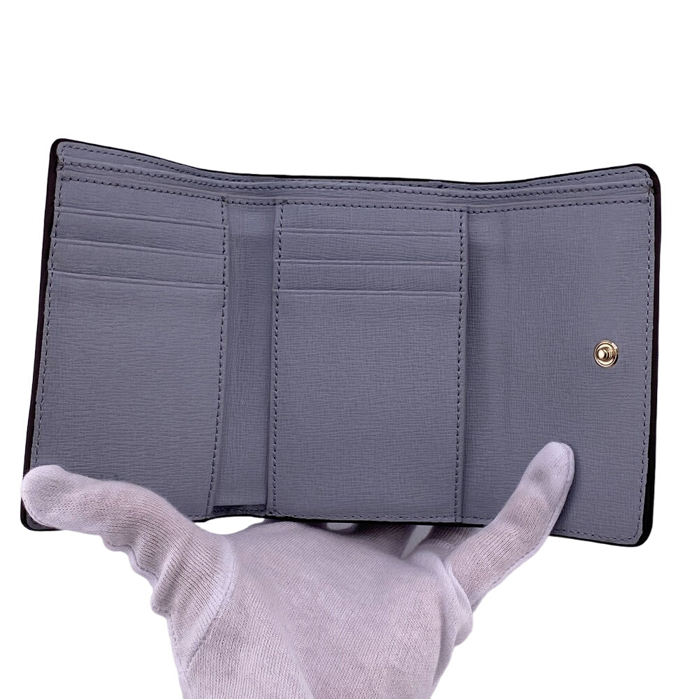 Furla Tri-fold wallet PCZ0UNO leather blue Compact wallet Zip logo Women Used Authentic