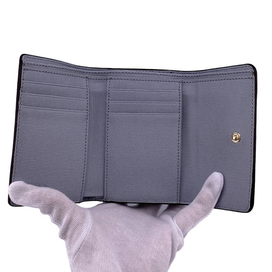 Furla Tri-fold wallet PCZ0UNO leather blue Compact wallet Zip logo Women Used Authentic