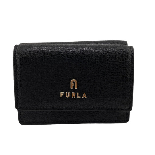Furla Coin case WP00194 leather black Fragment case Wallet card Women Used Authentic