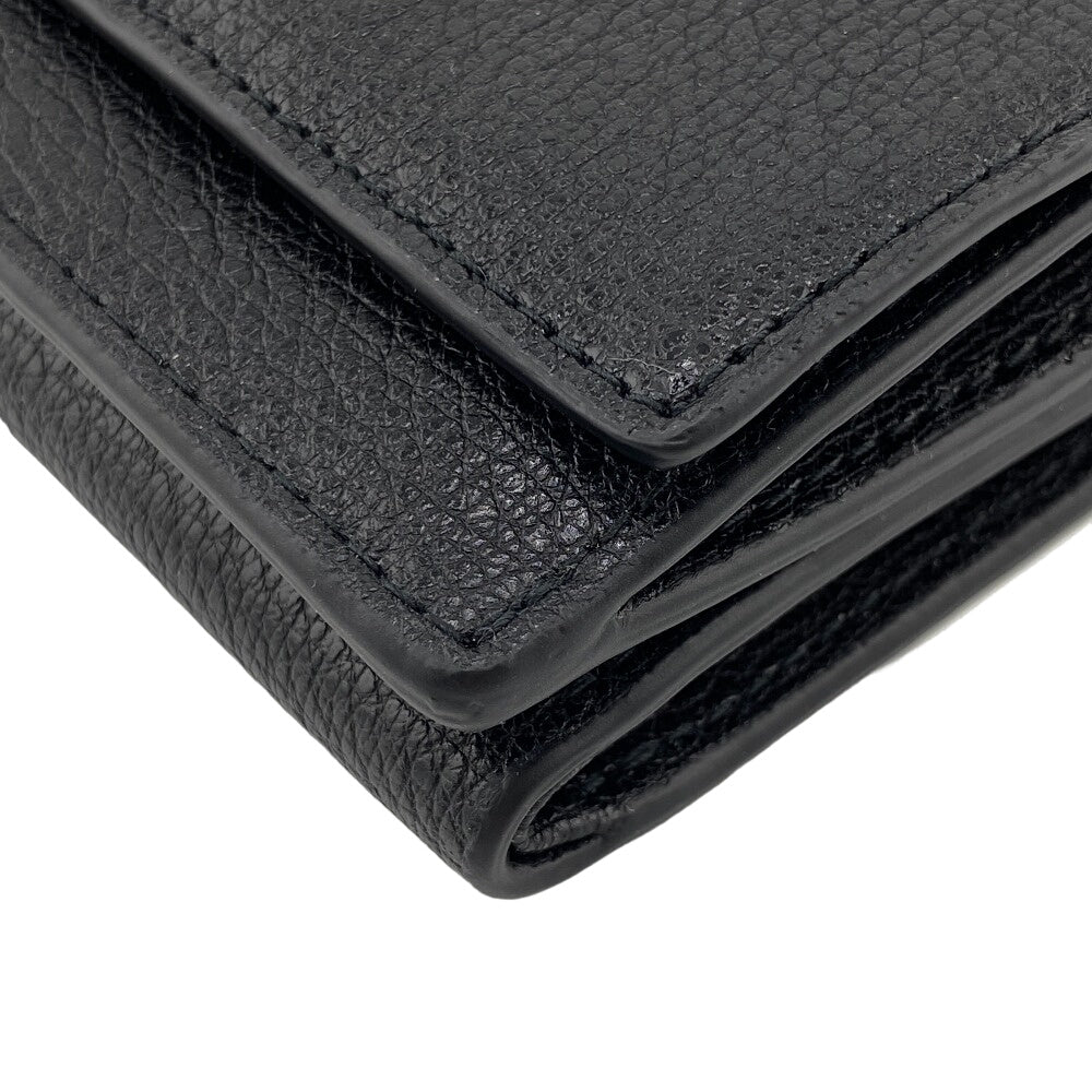 Furla Coin case WP00194 leather black Fragment case Wallet card Women Used Authentic
