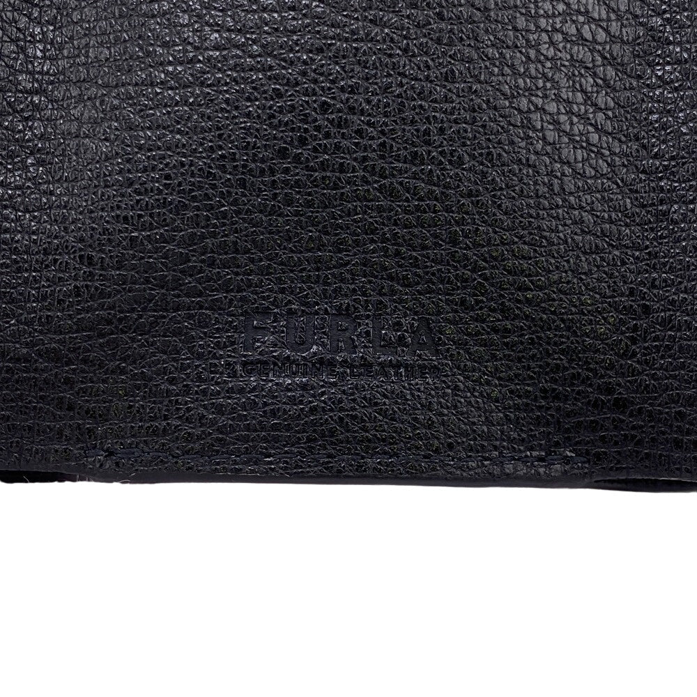 Furla Coin case WP00194 leather black Fragment case Wallet card Women Used Authentic