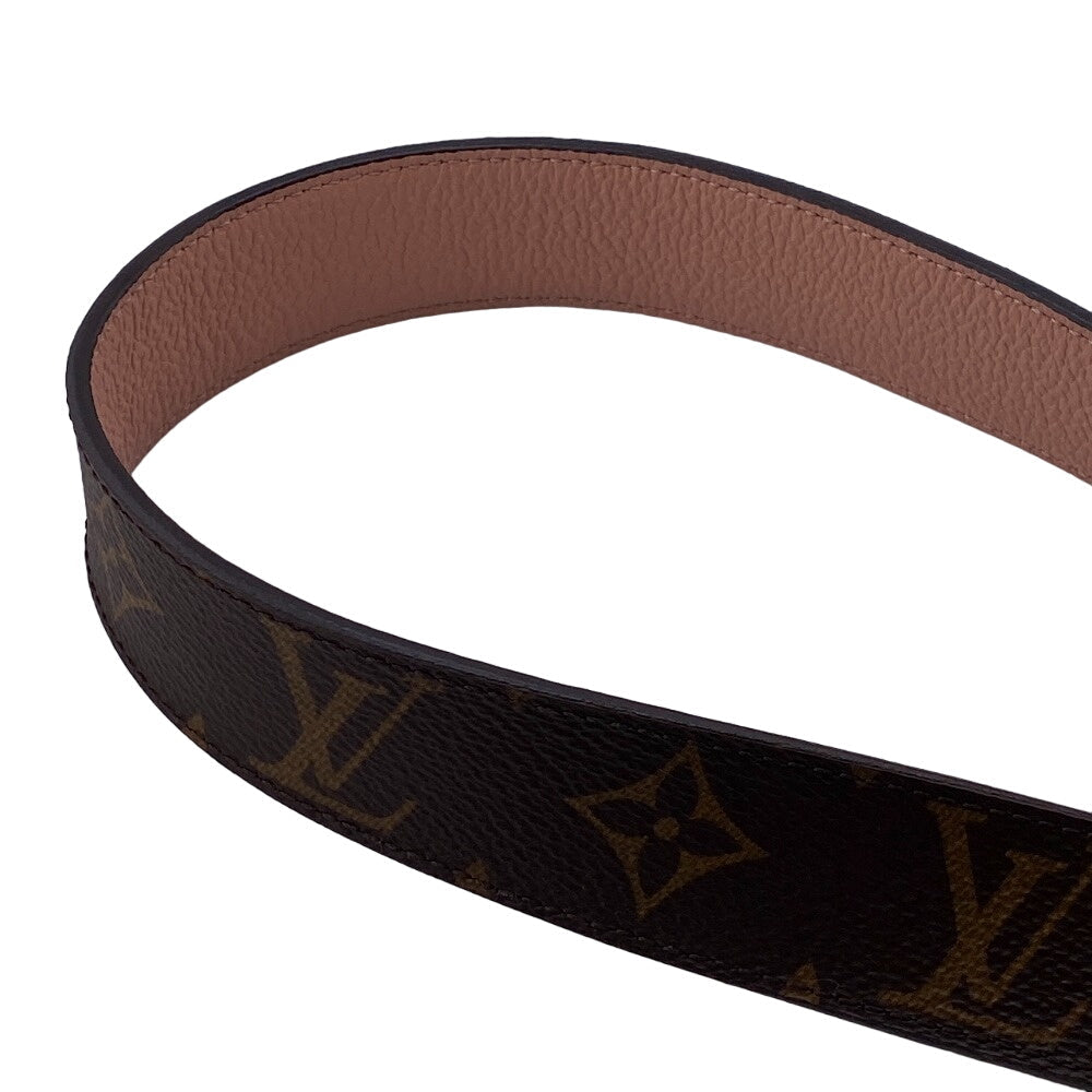 LOUIS VUITTON belt M0321 PVC, Leather Brown Monogram Sunture LV Initial Women 80/32 Used Authentic