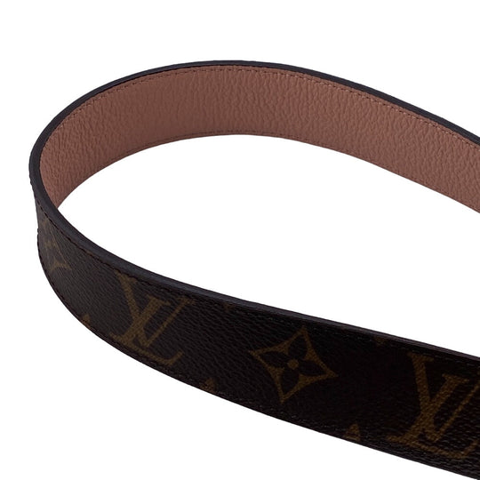 LOUIS VUITTON belt M0321 PVC, Leather Brown Monogram Sunture LV Initial Women 80/32 Used Authentic