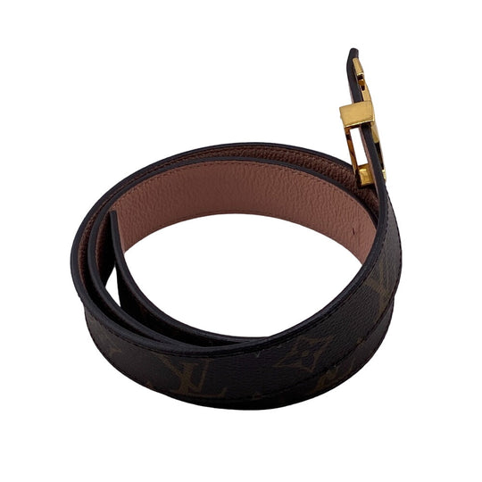 LOUIS VUITTON belt M0321 PVC, Leather Brown Monogram Sunture LV Initial Women 80/32 Used Authentic