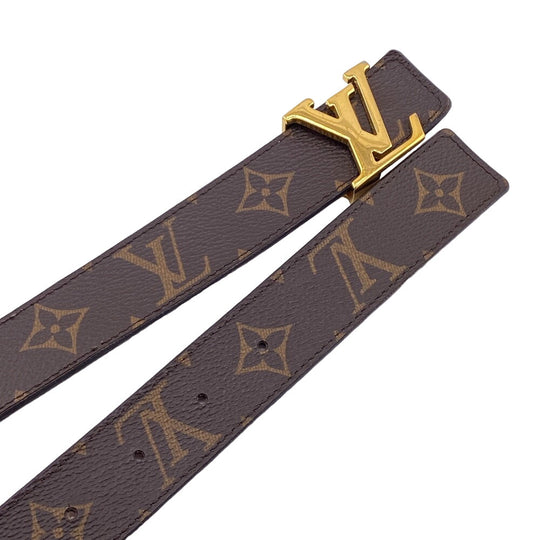 LOUIS VUITTON belt M0321 PVC, Leather Brown Monogram Sunture LV Initial Women 80/32 Used Authentic