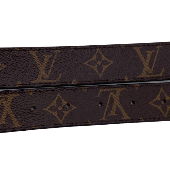 LOUIS VUITTON belt M0321 PVC, Leather Brown Monogram Sunture LV Initial Women 80/32 Used Authentic