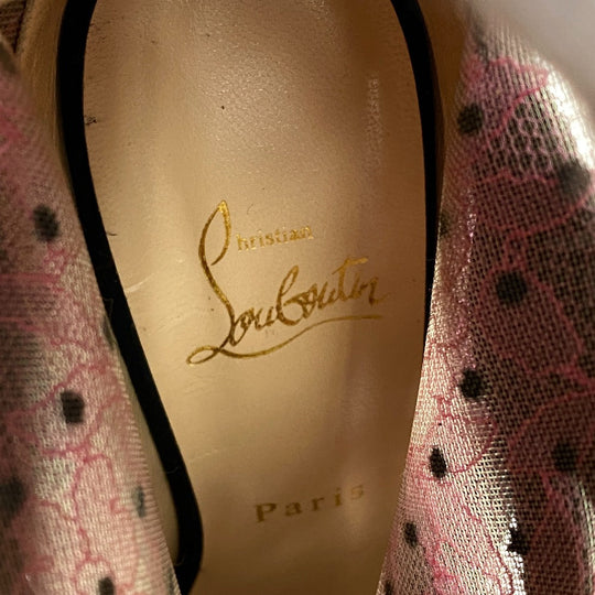 Christian Louboutin pumps suede black Mesh x suede Open toe pumps Women 38 Used Authentic
