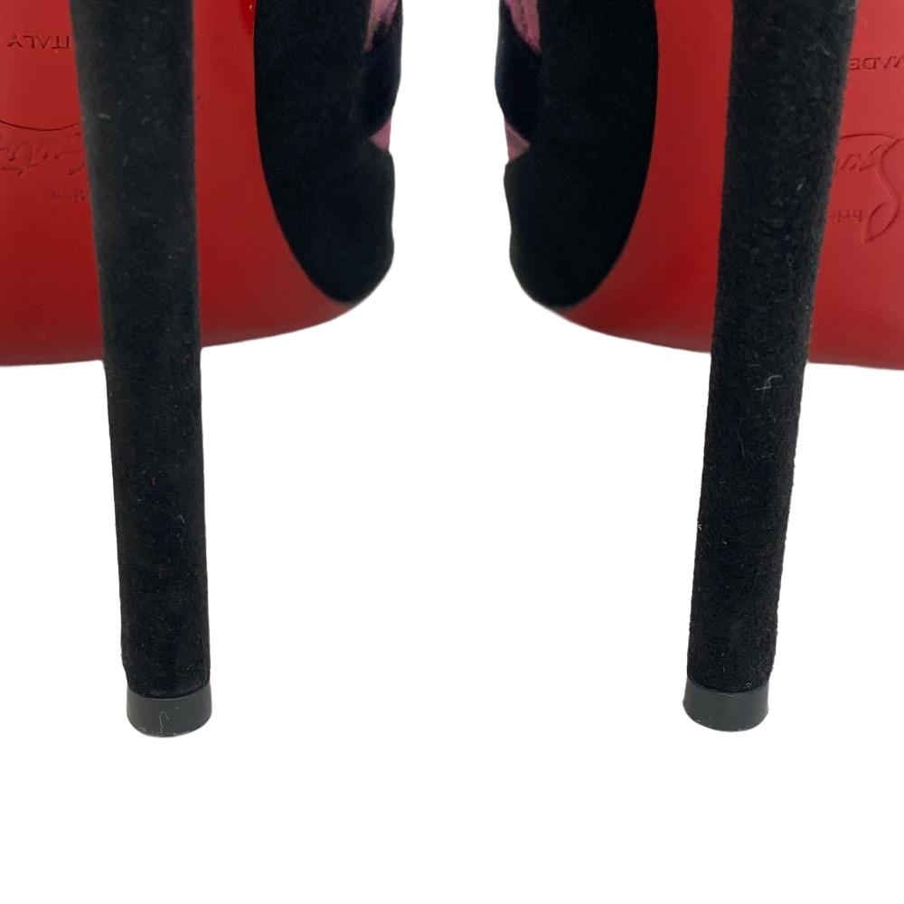 Christian Louboutin pumps suede black Mesh x suede Open toe pumps Women 38 Used Authentic