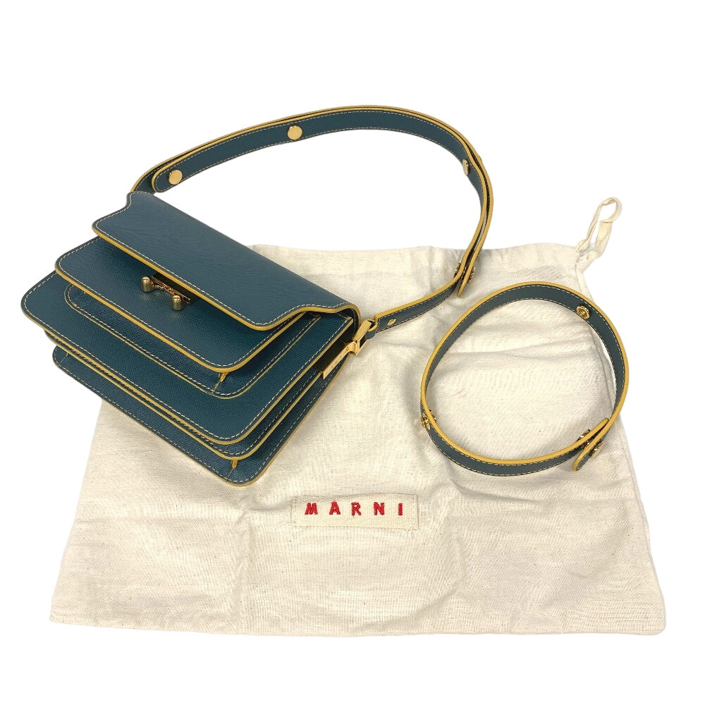 MARNI Shoulder Bag leather green trunk Women Used Authentic