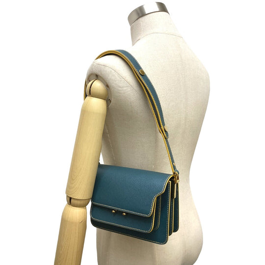 MARNI Shoulder Bag leather green trunk Women Used Authentic