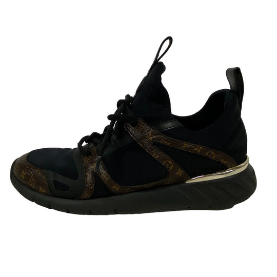 LOUIS VUITTON sneakers leather black Monogram After Game Line Mesh Women 36 1/2 Used Authentic