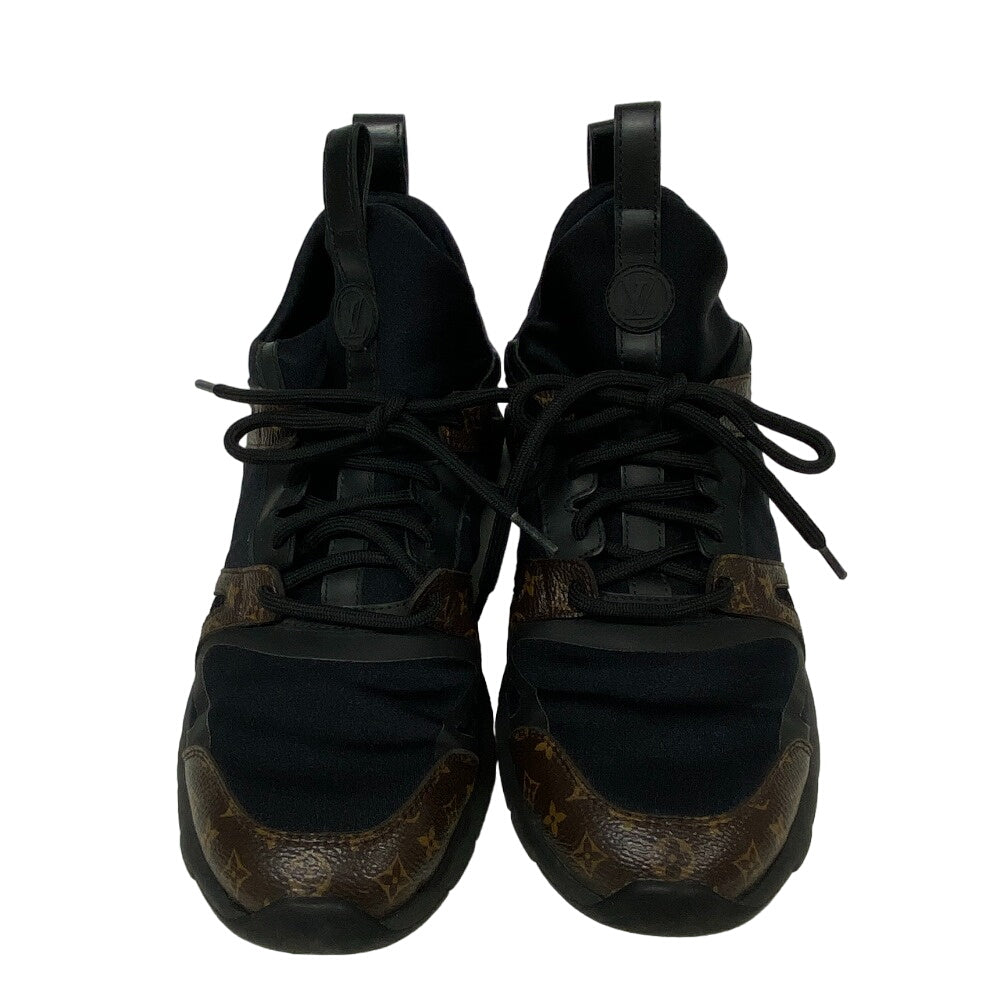 LOUIS VUITTON sneakers leather black Monogram After Game Line Mesh Women 36 1/2 Used Authentic