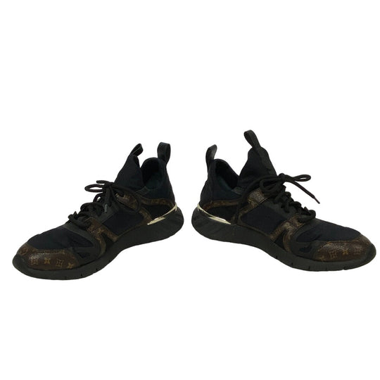 LOUIS VUITTON sneakers leather black Monogram After Game Line Mesh Women 36 1/2 Used Authentic