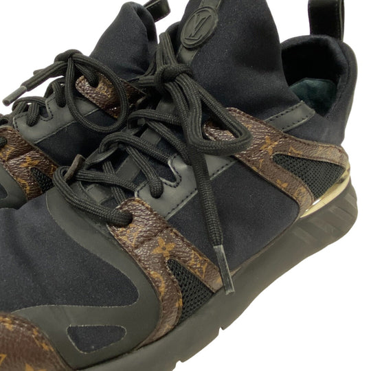 LOUIS VUITTON sneakers leather black Monogram After Game Line Mesh Women 36 1/2 Used Authentic
