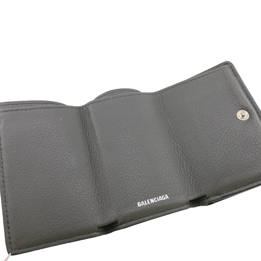 BALENCIAGA Tri-fold wallet 391446 leather gray Paper mini Women Used Authentic
