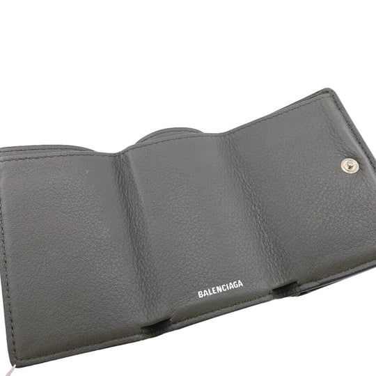 BALENCIAGA Tri-fold wallet 391446 leather gray Paper mini Women Used Authentic