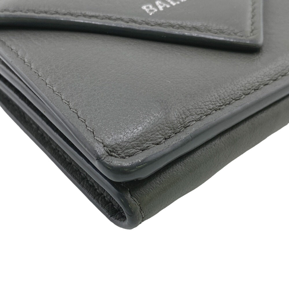 BALENCIAGA Tri-fold wallet 391446 leather gray Paper mini Women Used Authentic