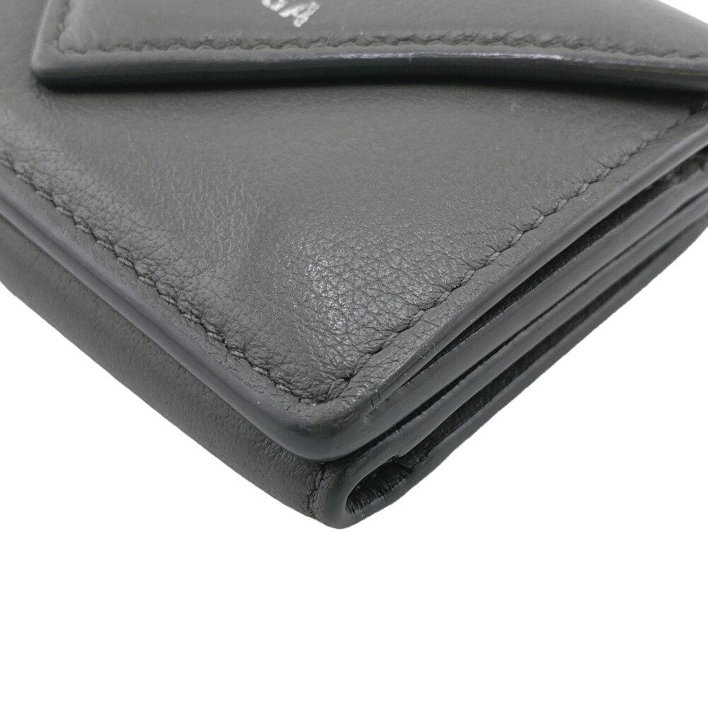BALENCIAGA Tri-fold wallet 391446 leather gray Paper mini Women Used Authentic