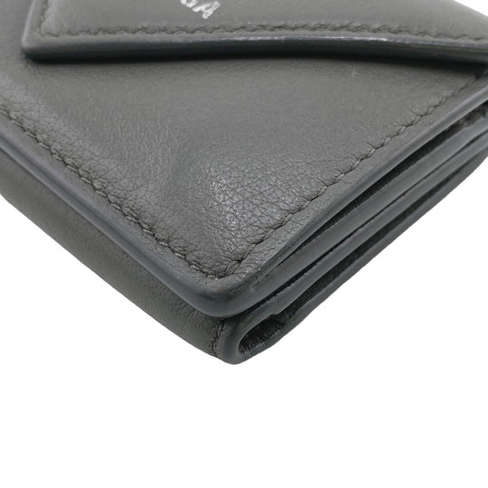 BALENCIAGA Tri-fold wallet 391446 leather gray Paper mini Women Used Authentic