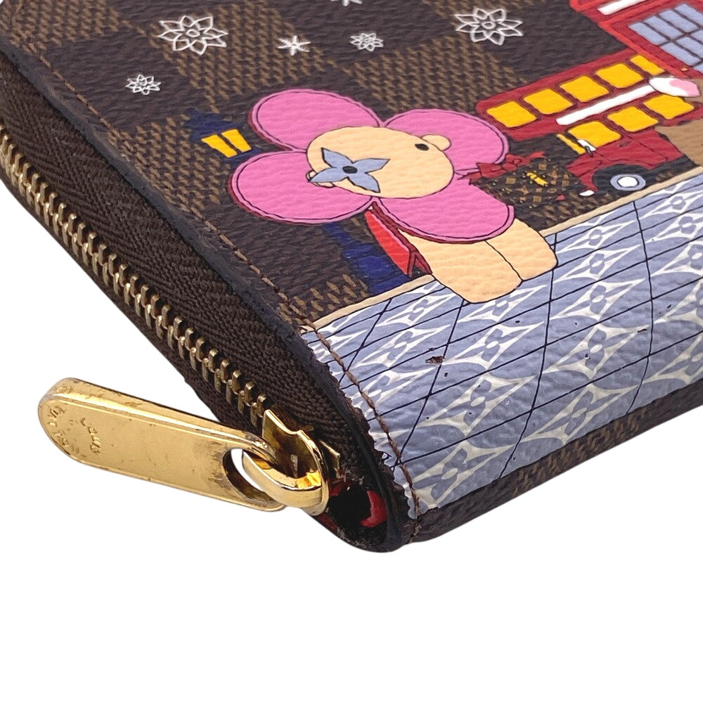 LOUIS VUITTON Coin case N60492 leather Brown Zip Around Damier Zip around purse Women Used Authentic