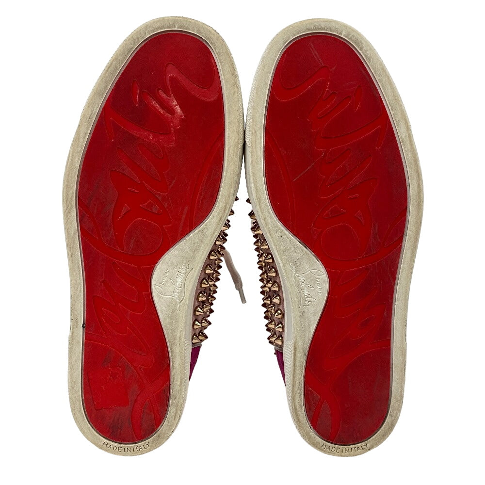 Christian Louboutin sneakers Leather, Suede pink High cut Spike studs Women 36.5 Used Authentic