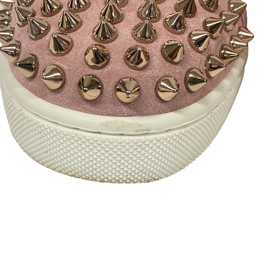 Christian Louboutin sneakers Leather, Suede pink High cut Spike studs Women 36.5 Used Authentic