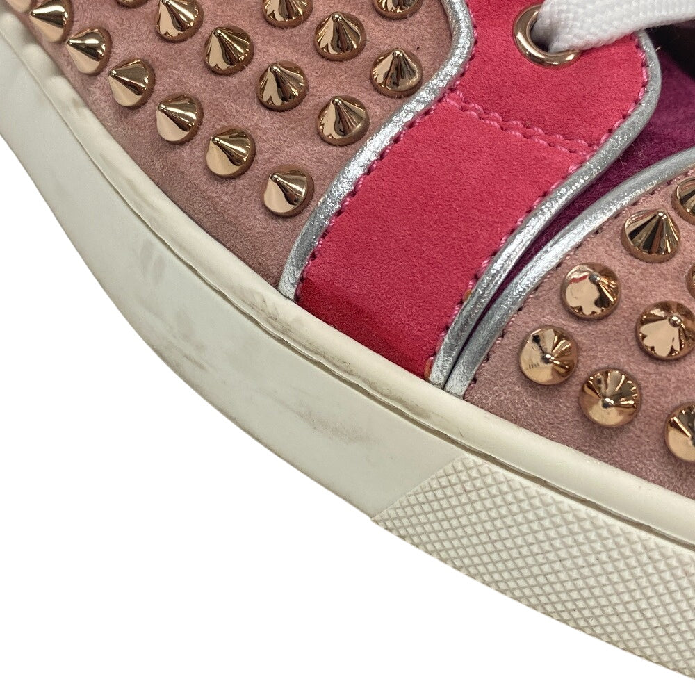 Christian Louboutin sneakers Leather, Suede pink High cut Spike studs Women 36.5 Used Authentic