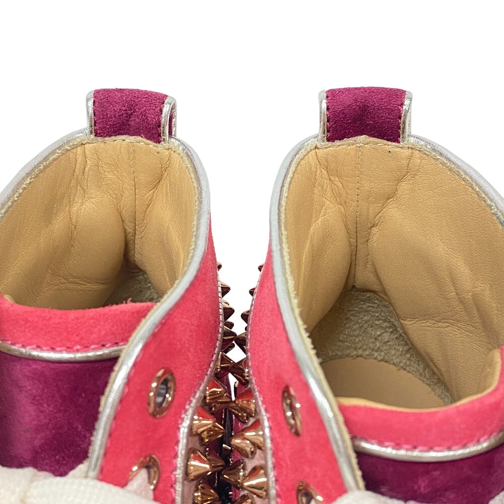 Christian Louboutin sneakers Leather, Suede pink High cut Spike studs Women 36.5 Used Authentic