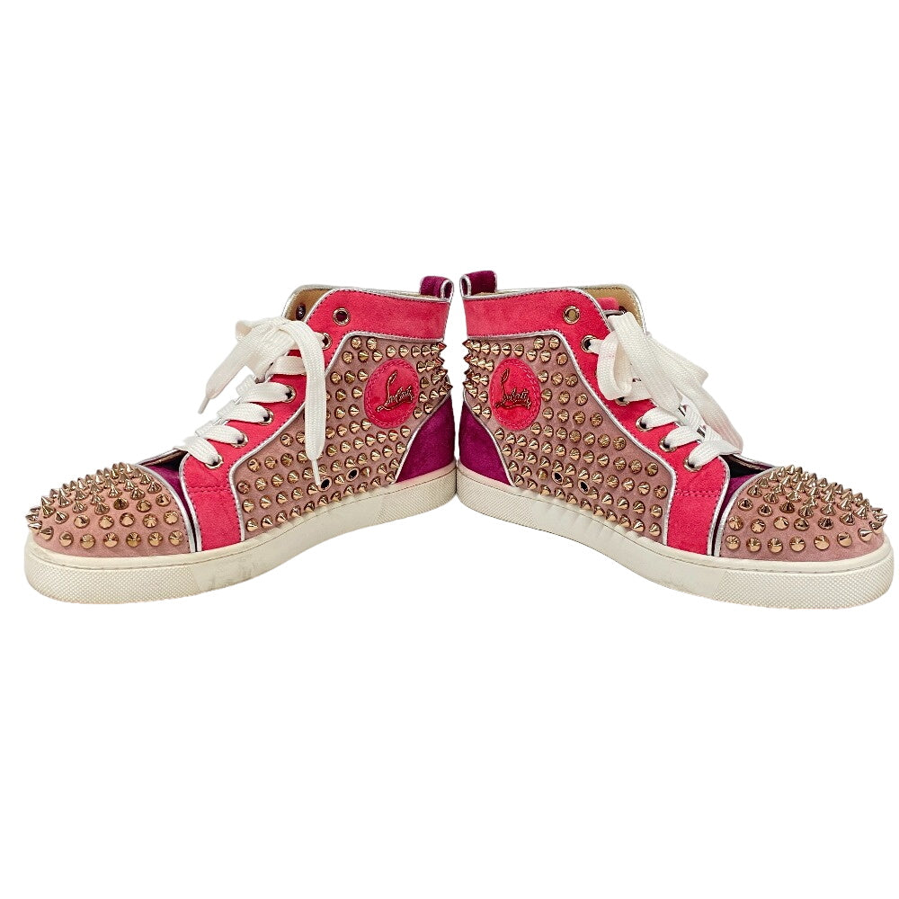 Christian Louboutin sneakers Leather, Suede pink High cut Spike studs Women 36.5 Used Authentic