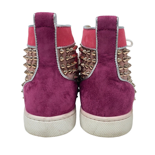 Christian Louboutin sneakers Leather, Suede pink High cut Spike studs Women 36.5 Used Authentic