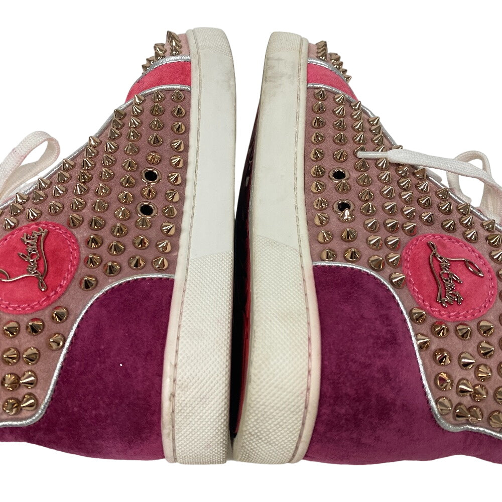 Christian Louboutin sneakers Leather, Suede pink High cut Spike studs Women 36.5 Used Authentic