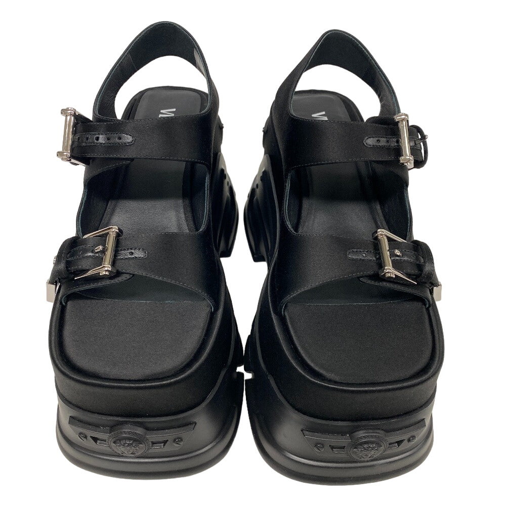 VERSUS VERSACE Sandals leather black 37 Thick Sole strap Medusa Women 37 Used Authentic