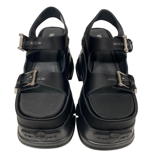 VERSUS VERSACE Sandals leather black 37 Thick Sole strap Medusa Women 37 Used Authentic