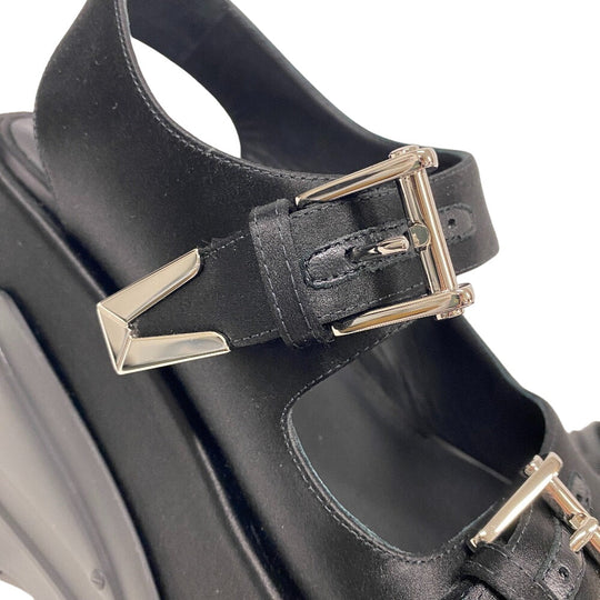 VERSUS VERSACE Sandals leather black 37 Thick Sole strap Medusa Women 37 Used Authentic