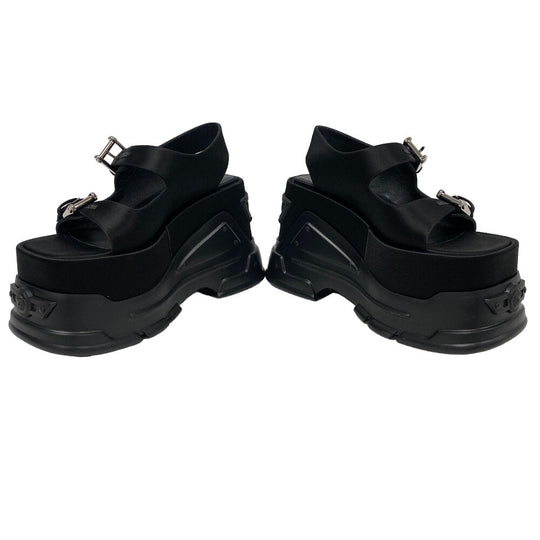 VERSUS VERSACE Sandals leather black 37 Thick Sole strap Medusa Women 37 Used Authentic