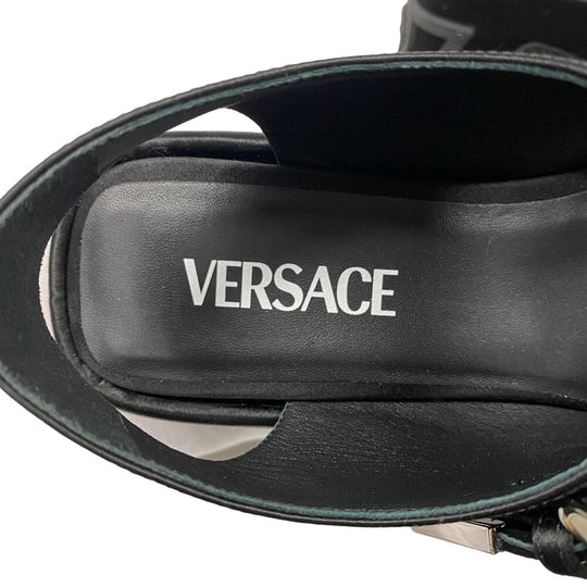 VERSUS VERSACE Sandals leather black 37 Thick Sole strap Medusa Women 37 Used Authentic