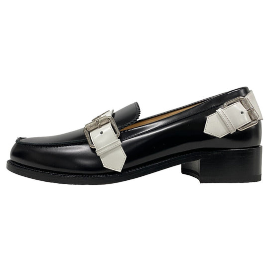 Christian Louboutin loafers leather black 39 logo strap MONMOC DONNA Women 39 Used Authentic