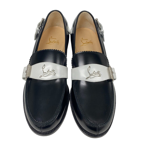 Christian Louboutin loafers leather black 39 logo strap MONMOC DONNA Women 39 Used Authentic