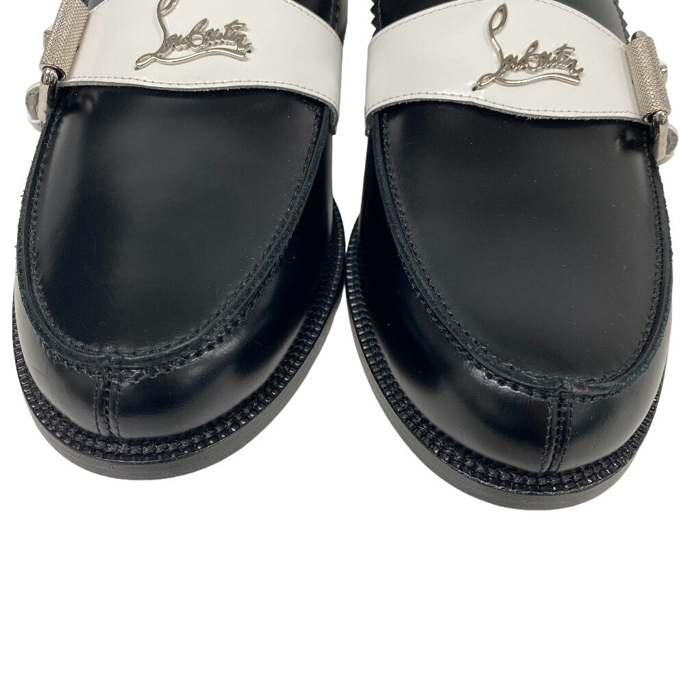 Christian Louboutin loafers leather black 39 logo strap MONMOC DONNA Women 39 Used Authentic