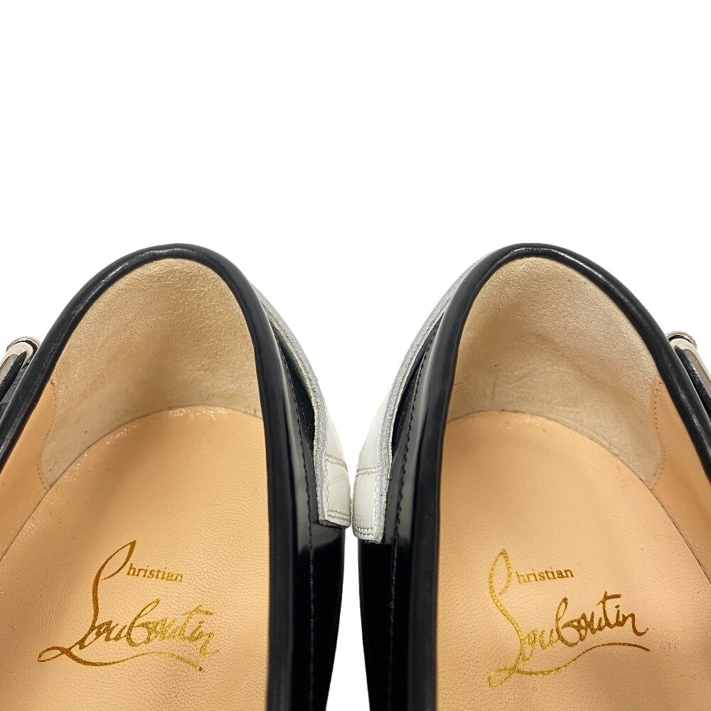 Christian Louboutin loafers leather black 39 logo strap MONMOC DONNA Women 39 Used Authentic