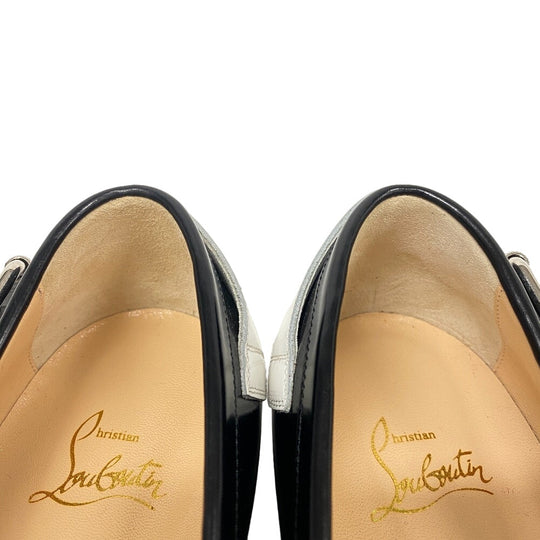 Christian Louboutin loafers leather black 39 logo strap MONMOC DONNA Women 39 Used Authentic