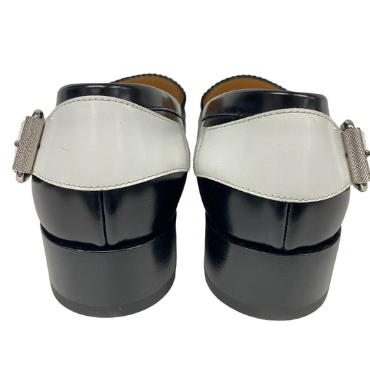 Christian Louboutin loafers leather black 39 logo strap MONMOC DONNA Women 39 Used Authentic