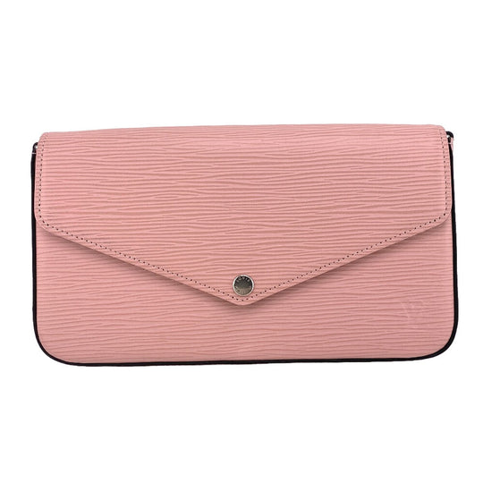 LOUIS VUITTON Long Wallet Purse M62467 leather pink Chain wallet Epi Pochette ferry Women Used Authentic