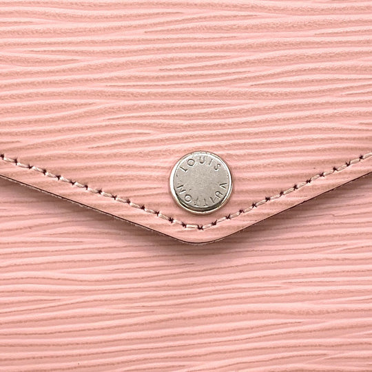 LOUIS VUITTON Long Wallet Purse M62467 leather pink Chain wallet Epi Pochette ferry Women Used Authentic