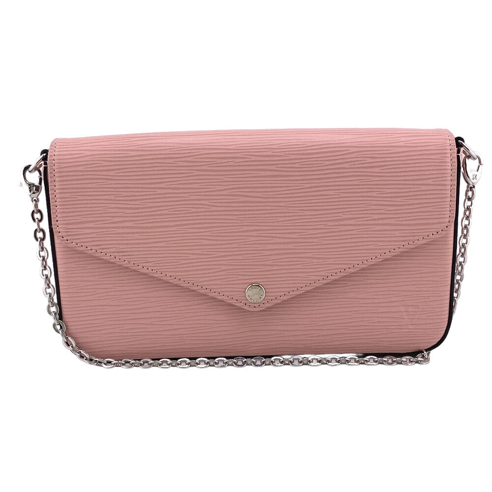 LOUIS VUITTON Long Wallet Purse M62467 leather pink Chain wallet Epi Pochette ferry Women Used Authentic