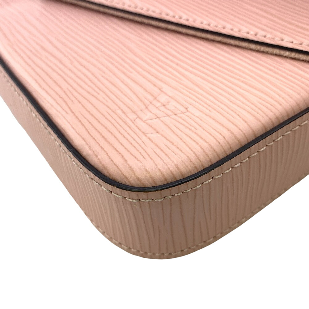 LOUIS VUITTON Long Wallet Purse M62467 leather pink Chain wallet Epi Pochette ferry Women Used Authentic