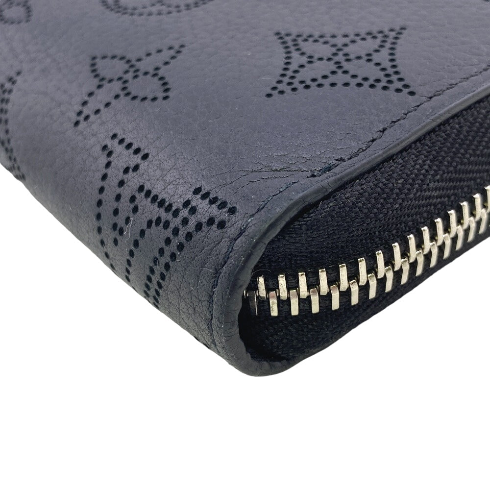 LOUIS VUITTON Long Wallet Purse M61867 Calfskin black Zip Around Calf Black Mahina Zippy wallet Women(Unisex) Used Authentic