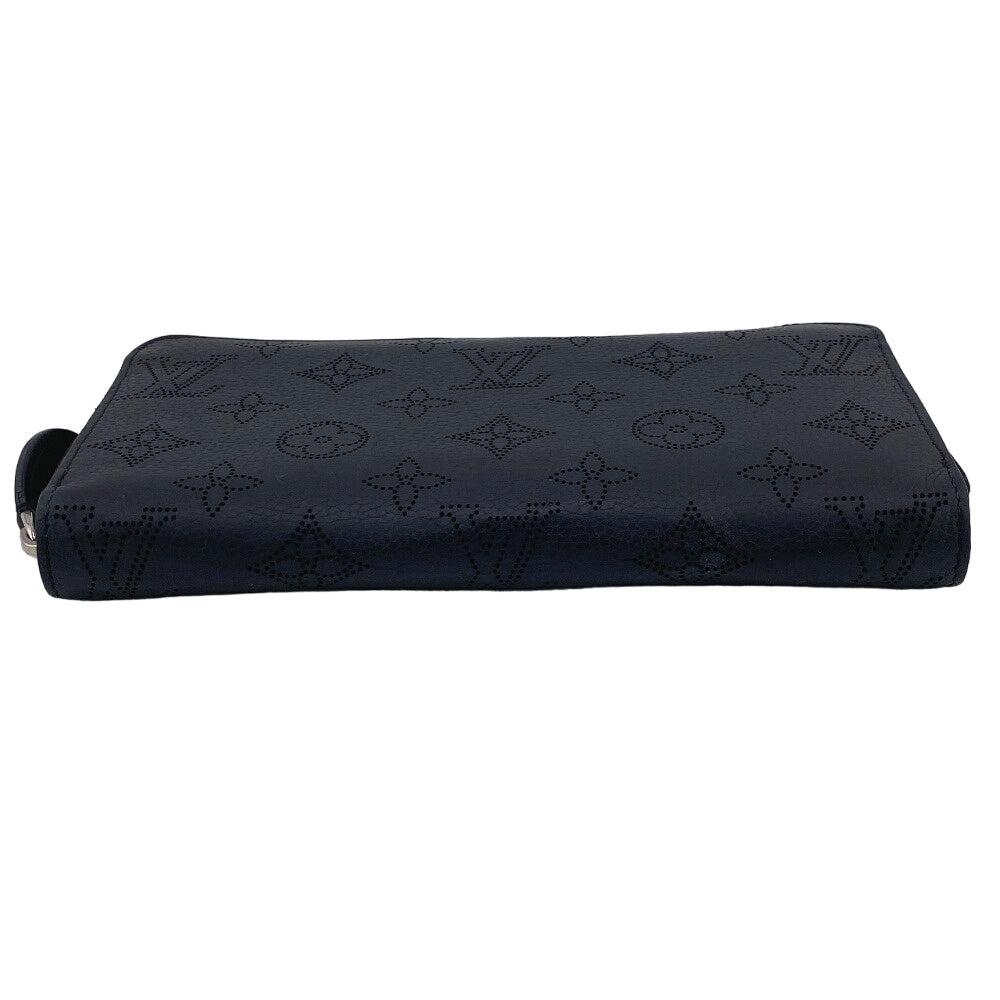 LOUIS VUITTON Long Wallet Purse M61867 Calfskin black Zip Around Calf Black Mahina Zippy wallet Women(Unisex) Used Authentic